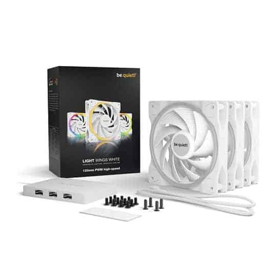 be quiet! Light Wings White 120mm ARGB PWM High Speed Triple Fan Pack